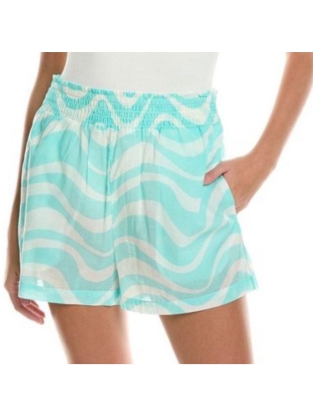NWT Kate Spade New York 100% Cotton Aqua Blue Low Tide Cover Up Shorts Size XL